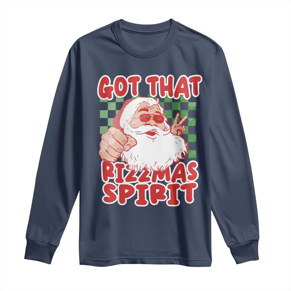 Funny Santa Rizz Christmas Long Sleeve Shirt Got That Rizzmas Spirit Retro Groovy