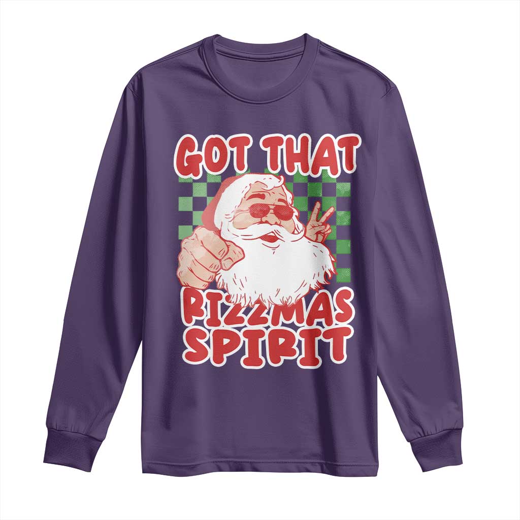 Funny Santa Rizz Christmas Long Sleeve Shirt Got That Rizzmas Spirit Retro Groovy