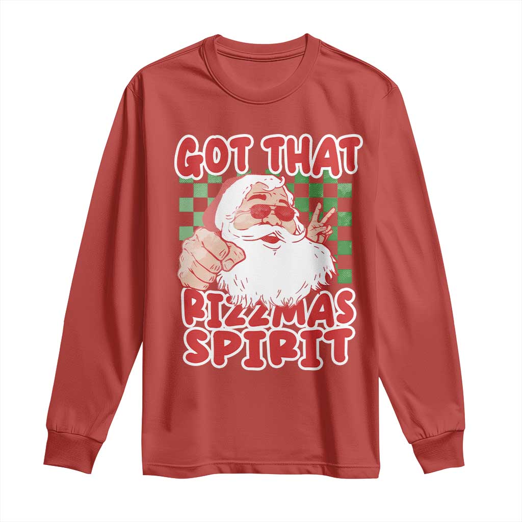 Funny Santa Rizz Christmas Long Sleeve Shirt Got That Rizzmas Spirit Retro Groovy