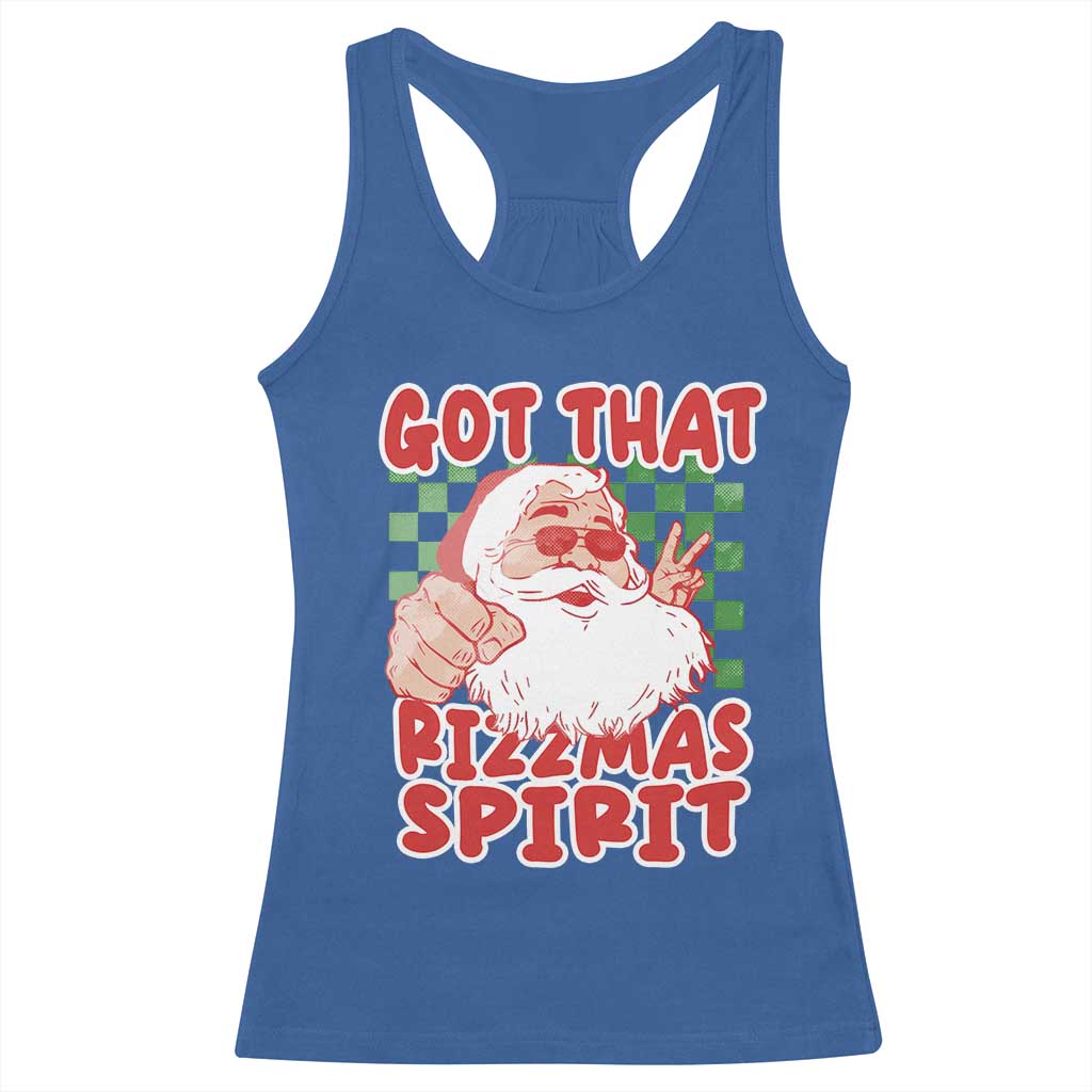 Funny Santa Rizz Christmas Racerback Tank Top Got That Rizzmas Spirit Retro Groovy
