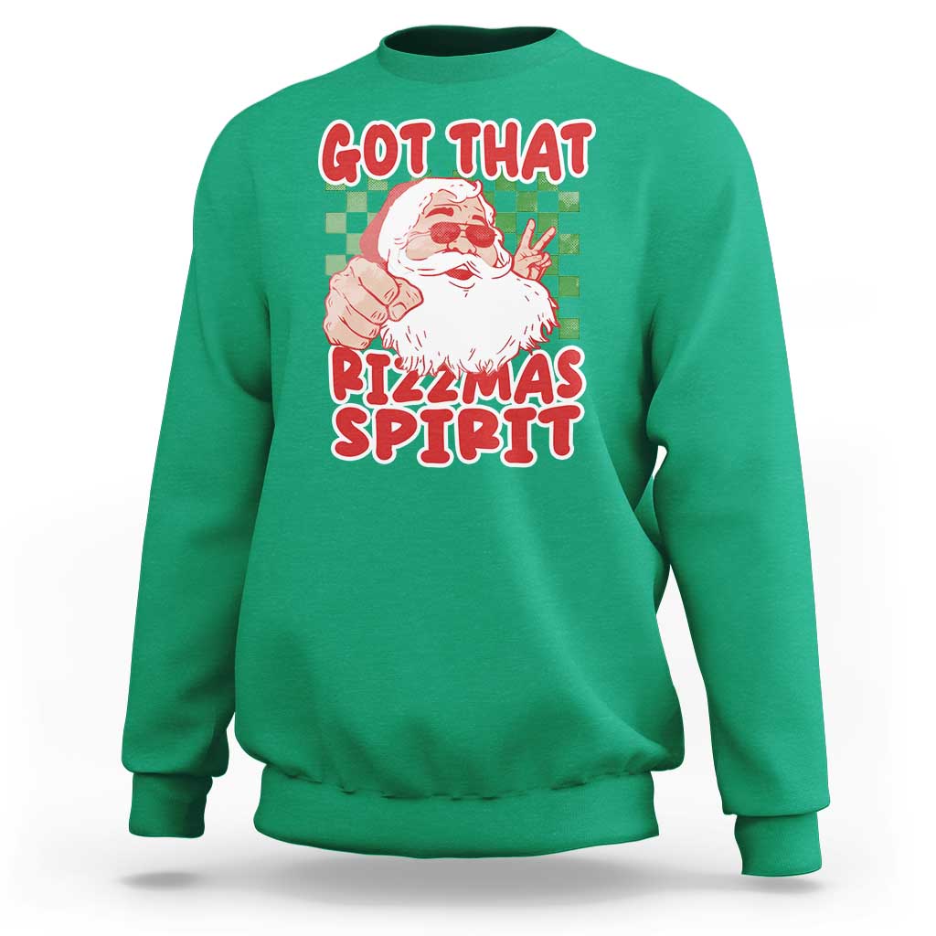 Funny Santa Rizz Christmas Sweatshirt Got That Rizzmas Spirit Retro Groovy - Wonder Print Shop