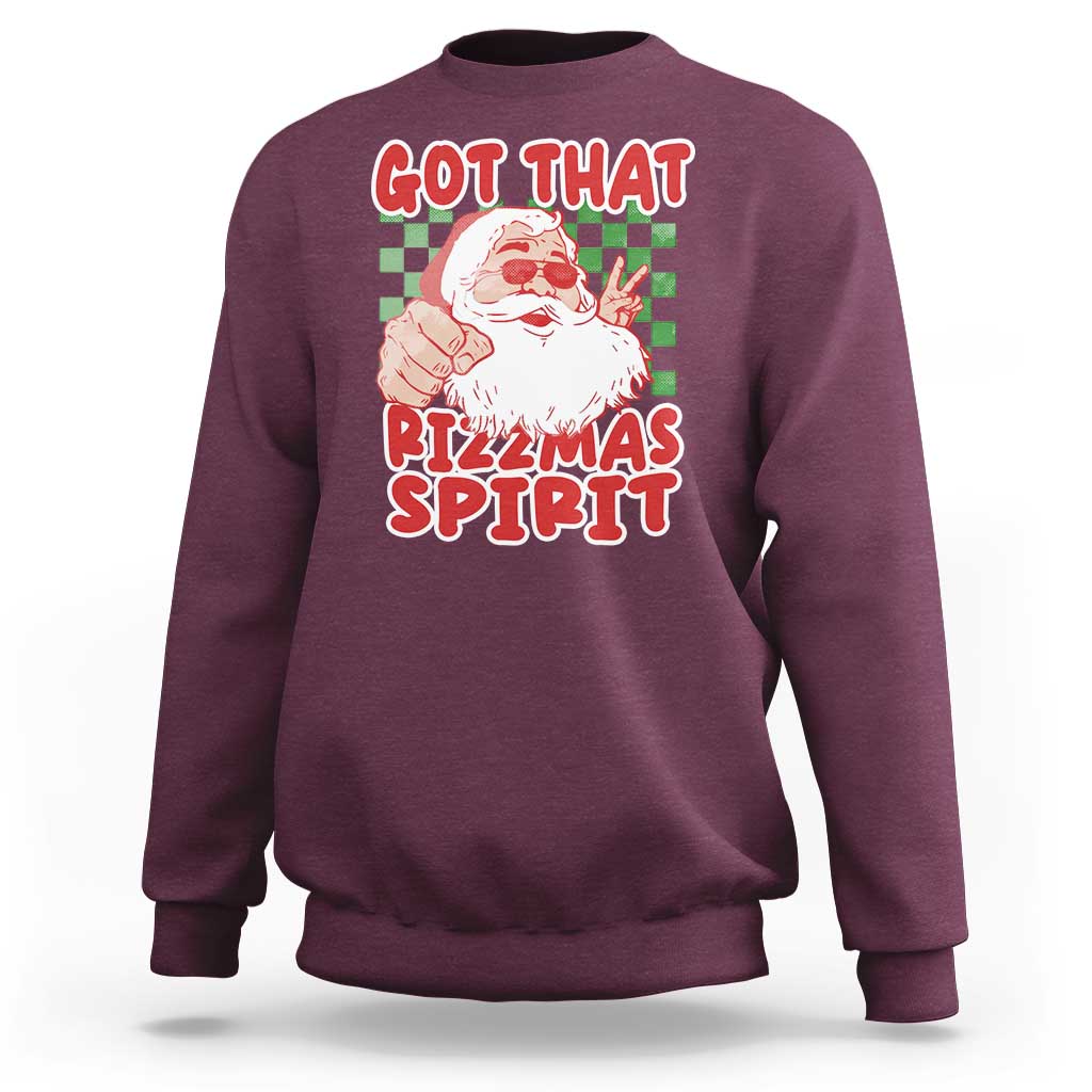 Funny Santa Rizz Christmas Sweatshirt Got That Rizzmas Spirit Retro Groovy - Wonder Print Shop