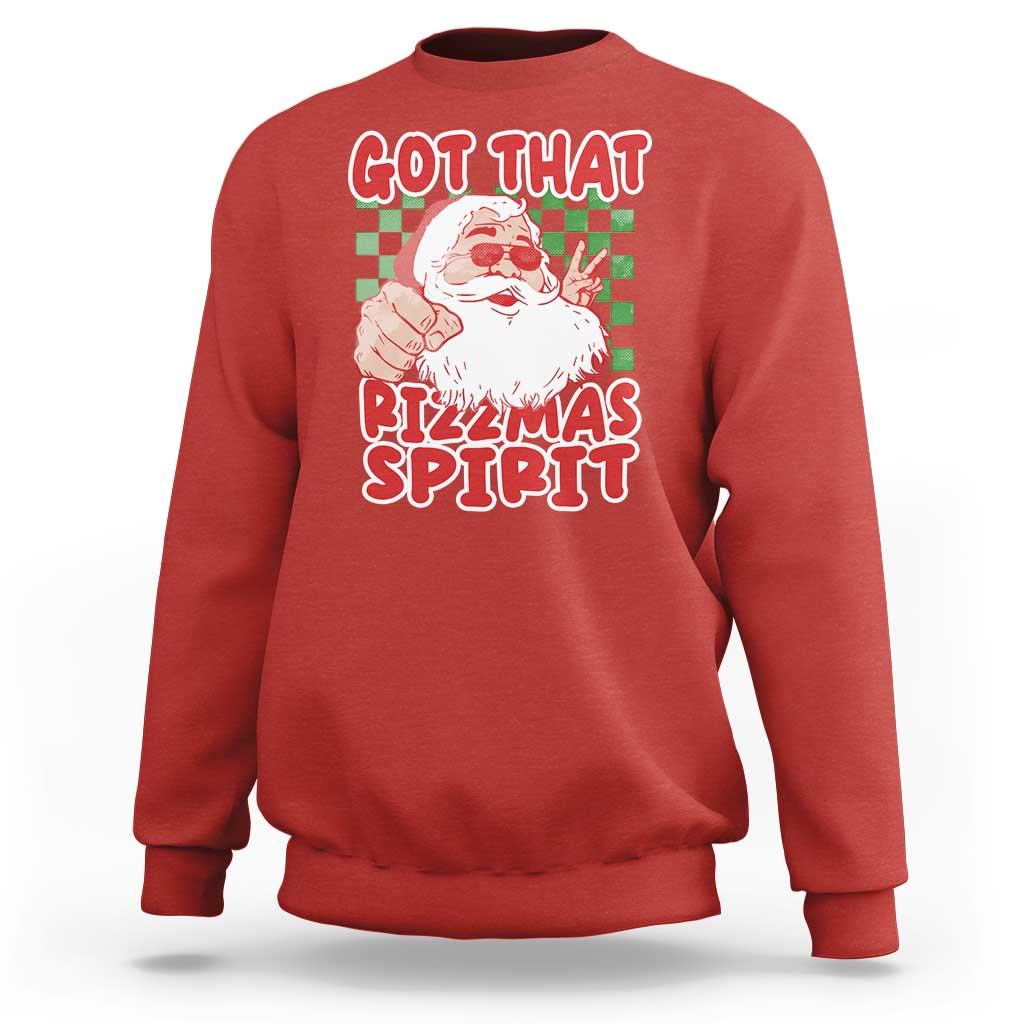 Funny Santa Rizz Christmas Sweatshirt Got That Rizzmas Spirit Retro Groovy - Wonder Print Shop