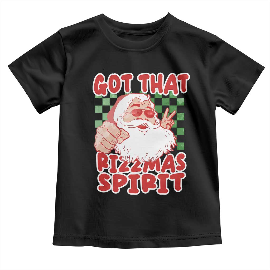 Funny Santa Rizz Christmas Toddler T Shirt Got That Rizzmas Spirit Retro Groovy