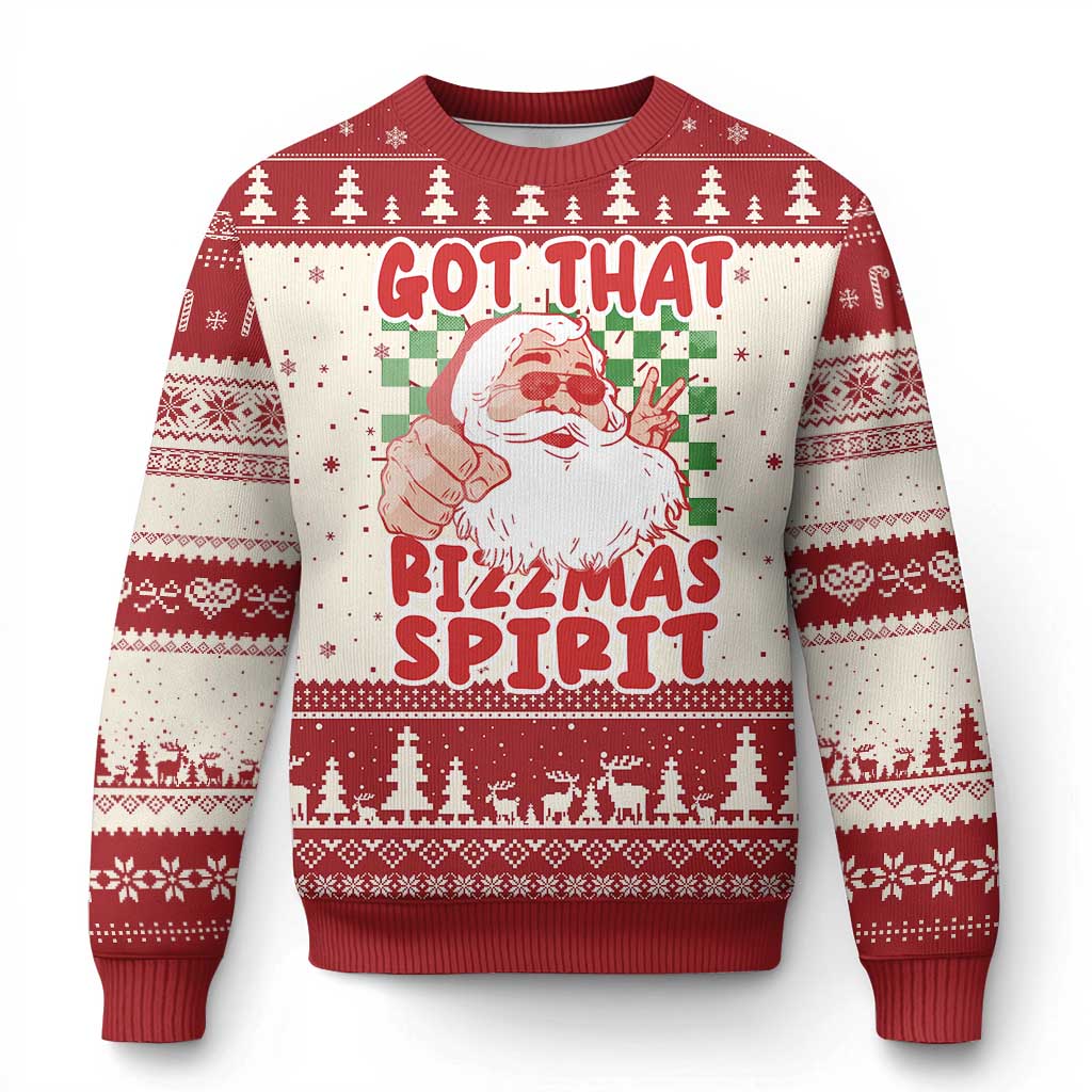 Funny Santa Rizz Xmas Ugly Christmas Sweater Got That Rizzmas Spirit Retro Groovy - Wonder Print Shop