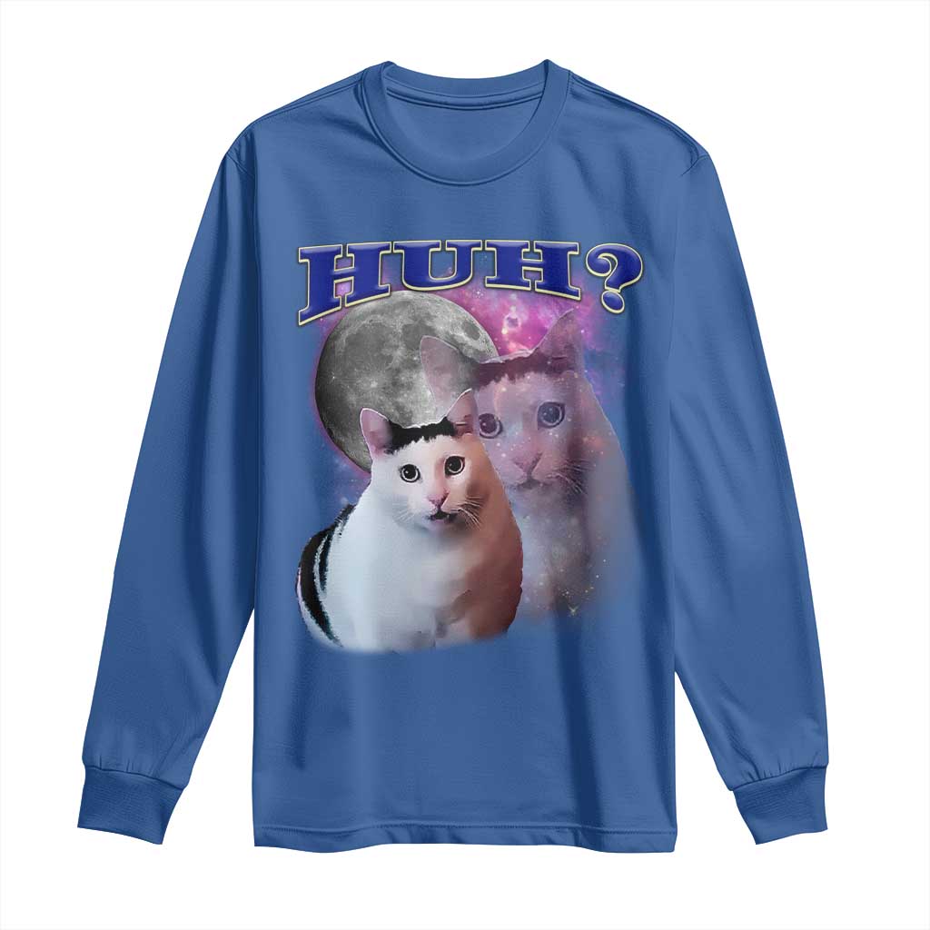 Funny Cat Emotion Meme Long Sleeve Shirt Huh Silly Sarcasm