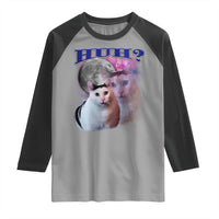 Funny Cat Emotion Meme Raglan Shirt Huh Silly Sarcasm