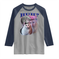 Funny Cat Emotion Meme Raglan Shirt Huh Silly Sarcasm