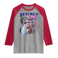 Funny Cat Emotion Meme Raglan Shirt Huh Silly Sarcasm