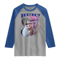 Funny Cat Emotion Meme Raglan Shirt Huh Silly Sarcasm