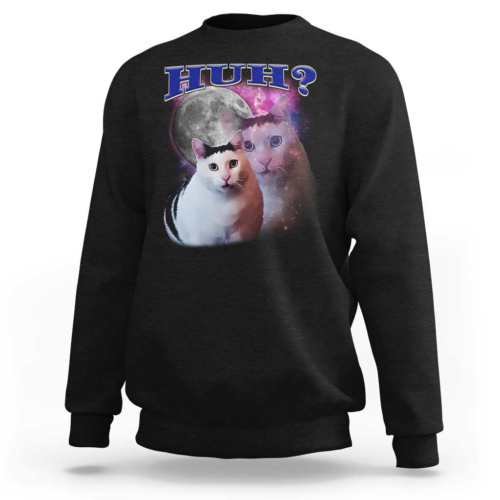 Funny Cat Emotion Meme Sweatshirt Huh Silly Sarcasm - Wonder Print Shop