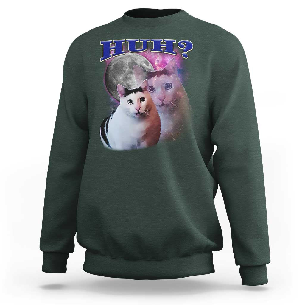 Funny Cat Emotion Meme Sweatshirt Huh Silly Sarcasm - Wonder Print Shop