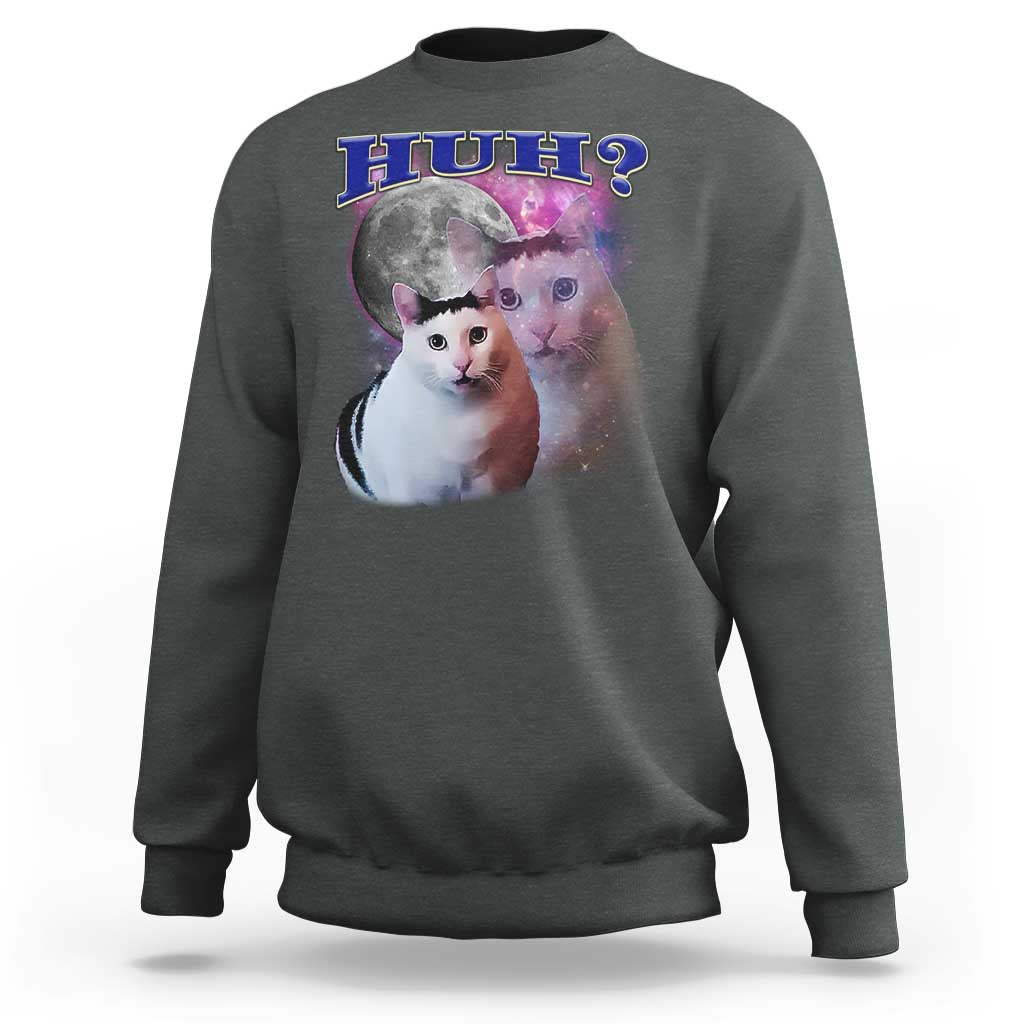 Funny Cat Emotion Meme Sweatshirt Huh Silly Sarcasm - Wonder Print Shop