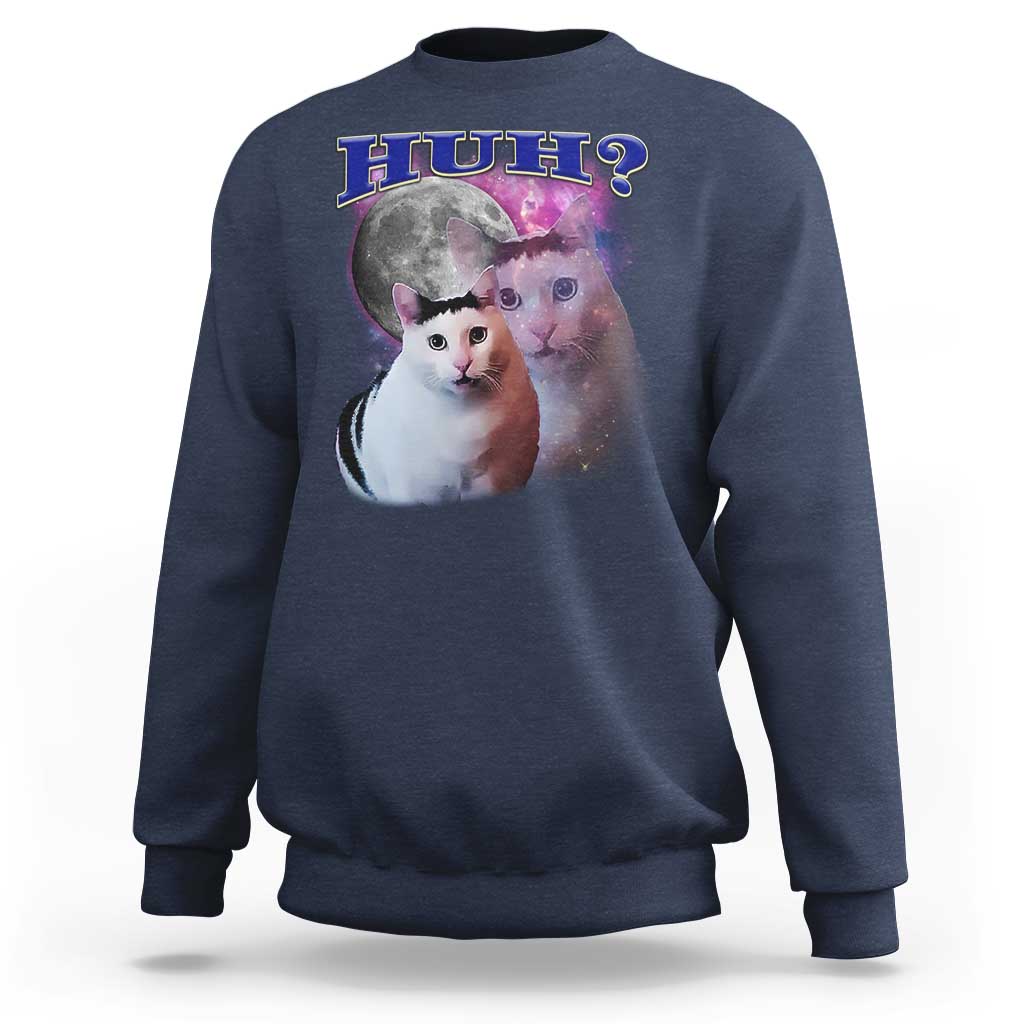 Funny Cat Emotion Meme Sweatshirt Huh Silly Sarcasm - Wonder Print Shop