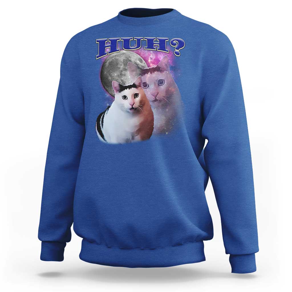 Funny Cat Emotion Meme Sweatshirt Huh Silly Sarcasm - Wonder Print Shop