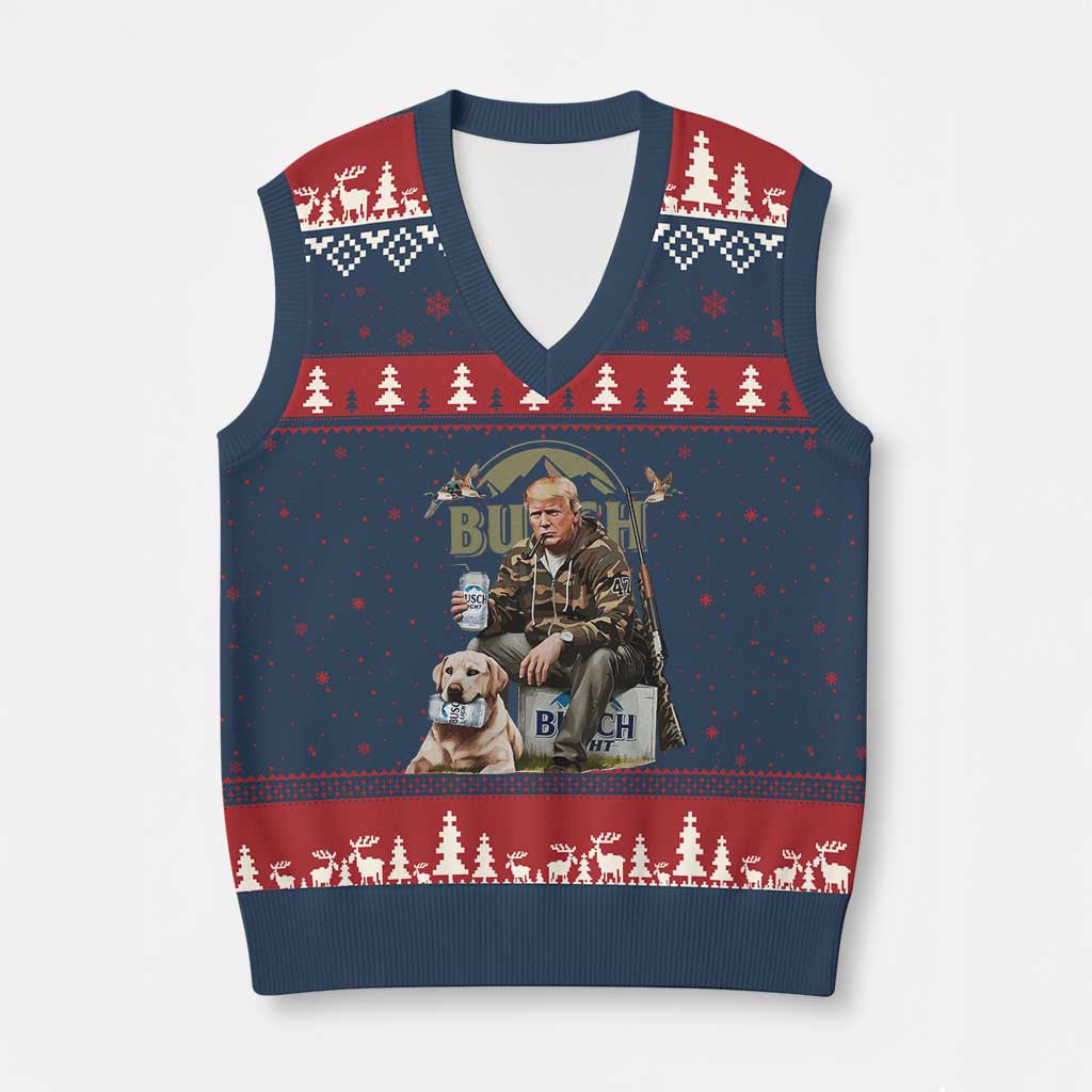 Funny Black Cat V-Neck Knit Sweater Vest Bruh Retro Cat Meme Graphic - Wonder Print Shop