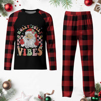 Retro Santa Christmas Plaid Pajama Set Groovy Cute Santa Claus Christmas Vibes Xmas - Wonder Print Shop