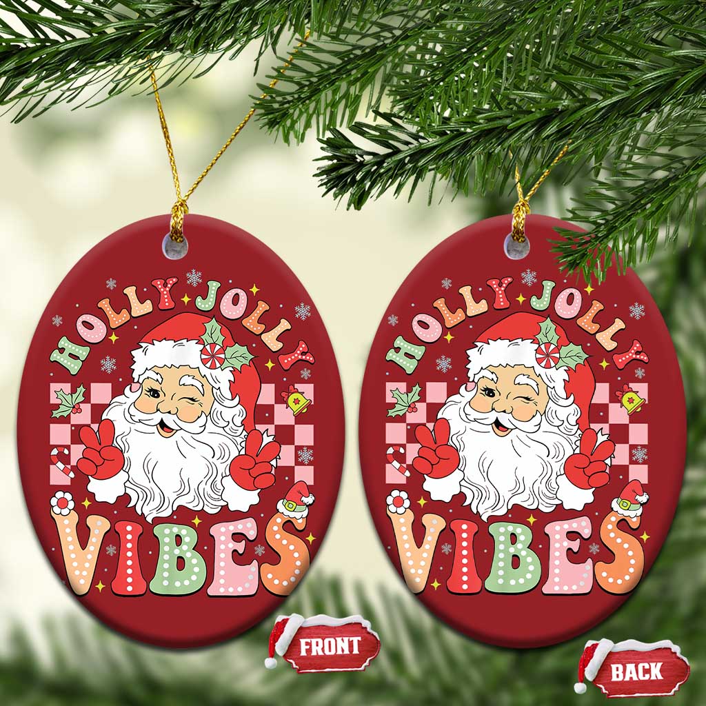 Retro Santa Xmas Christmas Ornament Groovy Cute Santa Claus Christmas Vibes Xmas - Wonder Print Shop