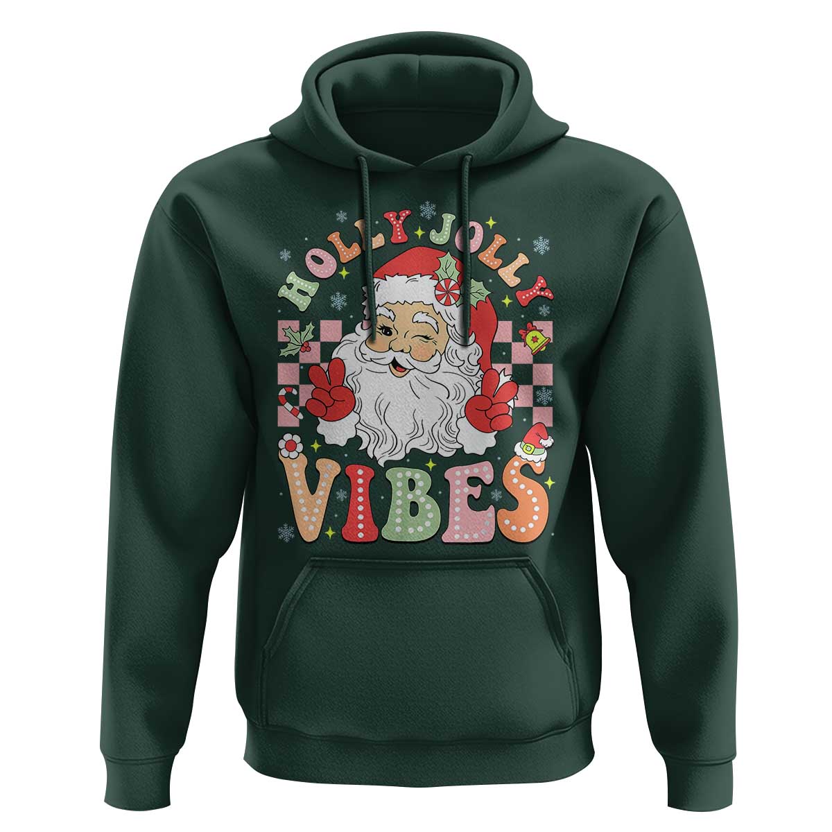 Retro Santa Christmas Hoodie Groovy Cute Santa Claus Christmas Vibes Xmas