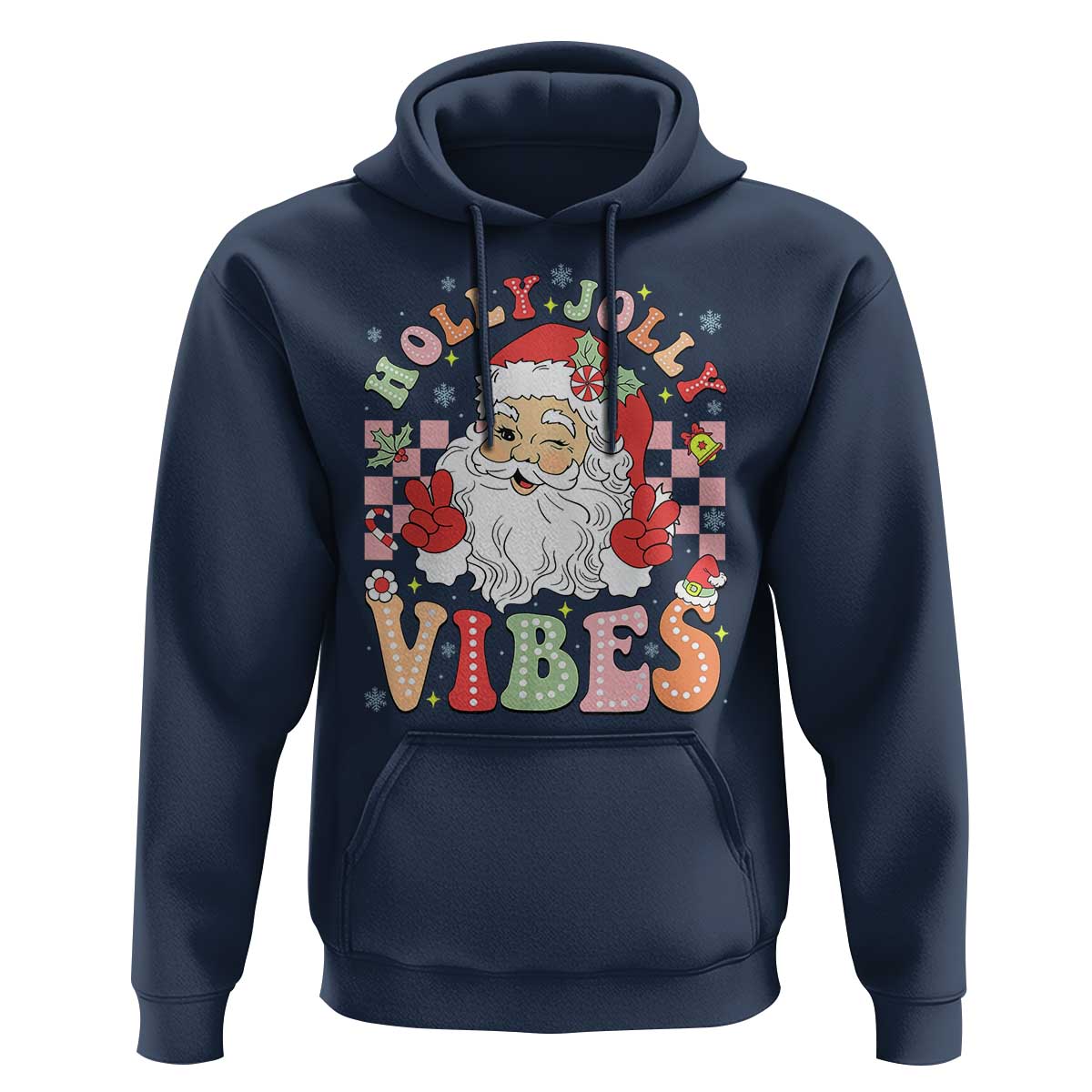 Retro Santa Christmas Hoodie Groovy Cute Santa Claus Christmas Vibes Xmas