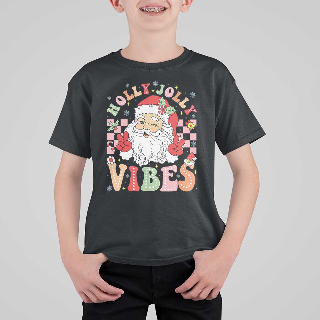 Retro Santa Christmas T Shirt For Kid Groovy Cute Santa Claus Christmas Vibes Xmas - Wonder Print Shop