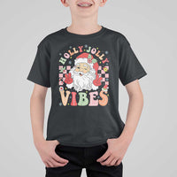 Retro Santa Christmas T Shirt For Kid Groovy Cute Santa Claus Christmas Vibes Xmas - Wonder Print Shop