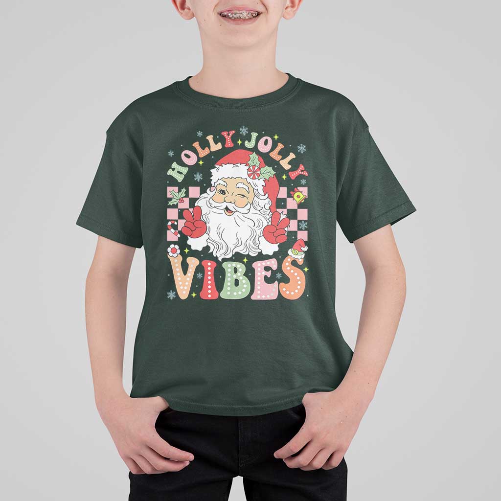 Retro Santa Christmas T Shirt For Kid Groovy Cute Santa Claus Christmas Vibes Xmas - Wonder Print Shop