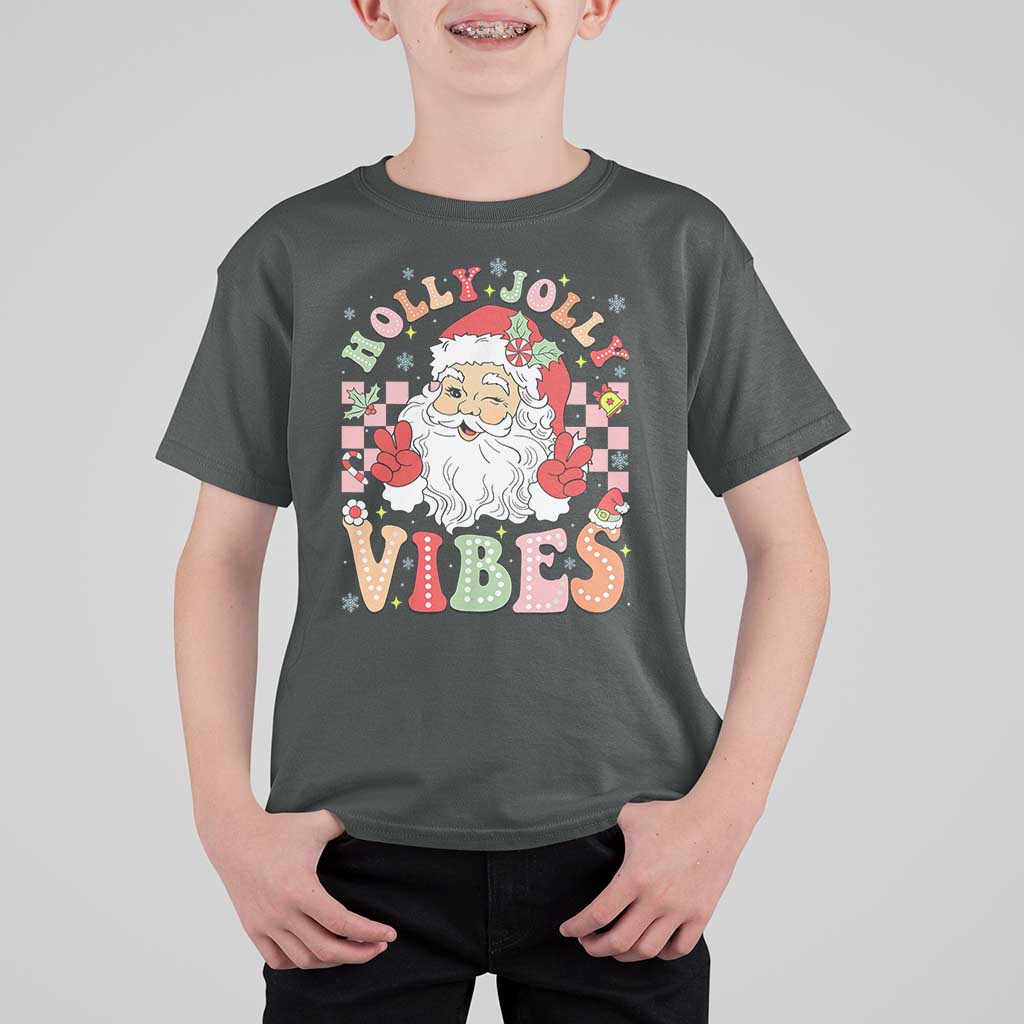 Retro Santa Christmas T Shirt For Kid Groovy Cute Santa Claus Christmas Vibes Xmas - Wonder Print Shop