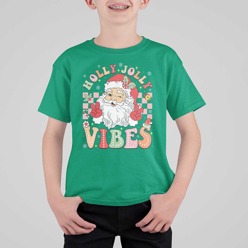 Retro Santa Christmas T Shirt For Kid Groovy Cute Santa Claus Christmas Vibes Xmas - Wonder Print Shop