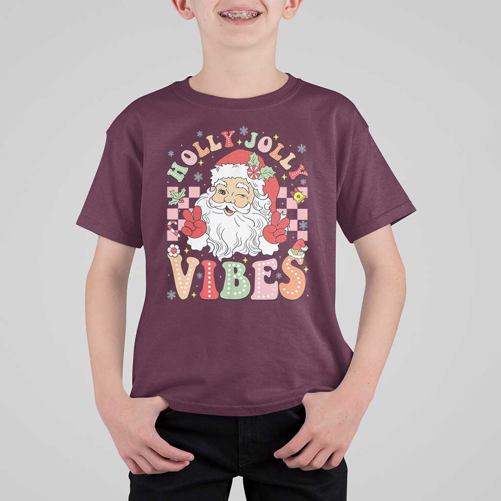 Retro Santa Christmas T Shirt For Kid Groovy Cute Santa Claus Christmas Vibes Xmas - Wonder Print Shop