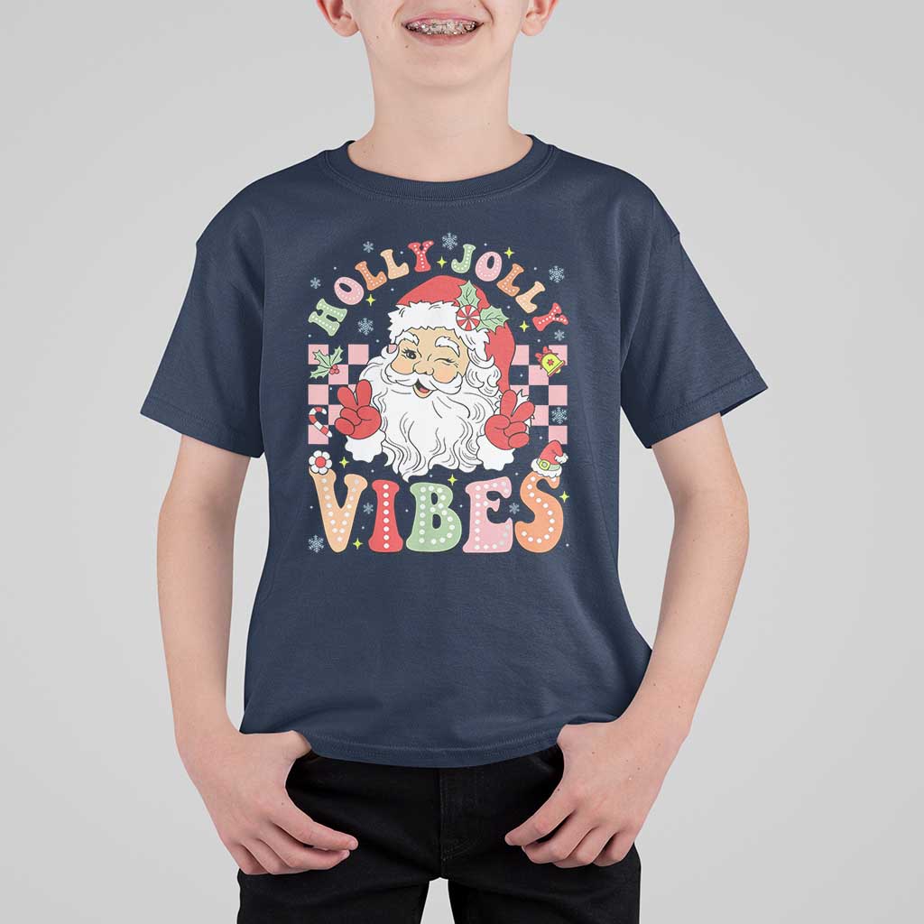 Retro Santa Christmas T Shirt For Kid Groovy Cute Santa Claus Christmas Vibes Xmas - Wonder Print Shop