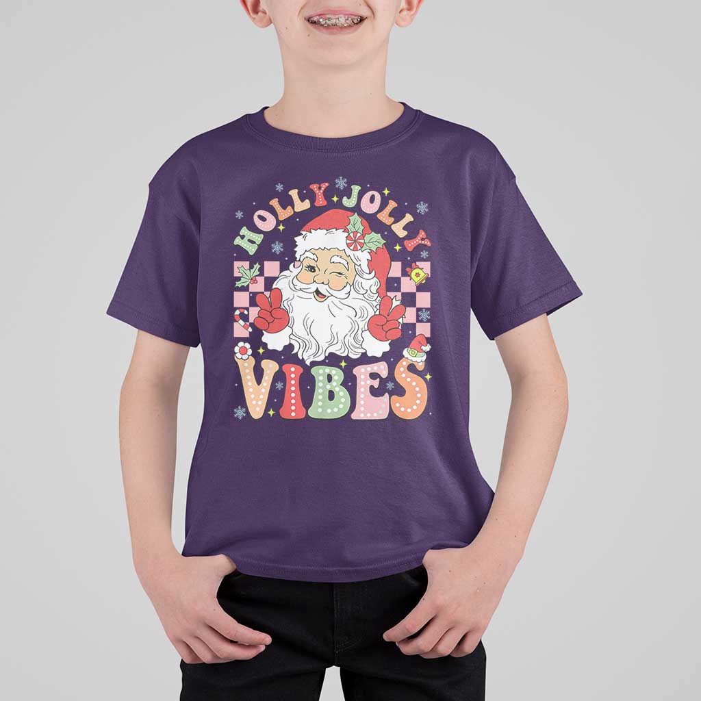 Retro Santa Christmas T Shirt For Kid Groovy Cute Santa Claus Christmas Vibes Xmas - Wonder Print Shop