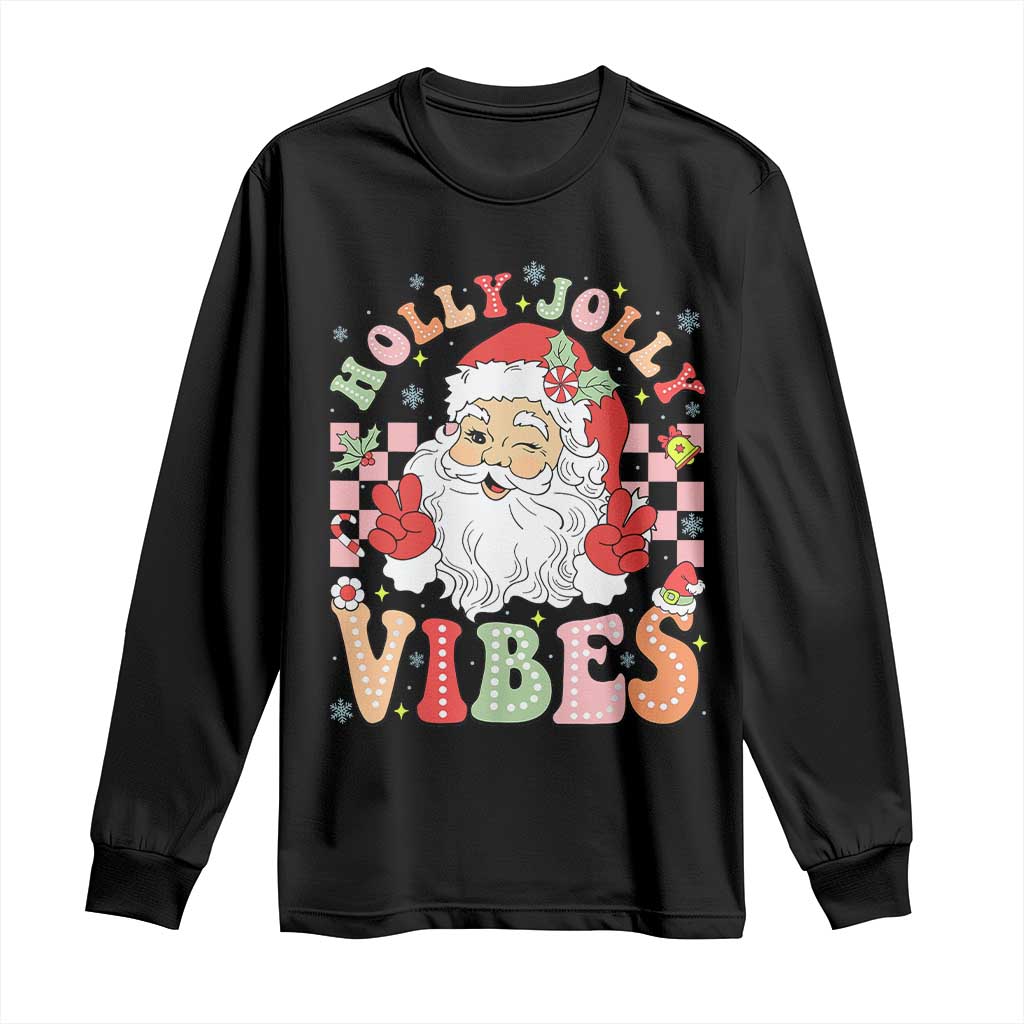 Retro Santa Christmas Long Sleeve Shirt Groovy Cute Santa Claus Christmas Vibes Xmas
