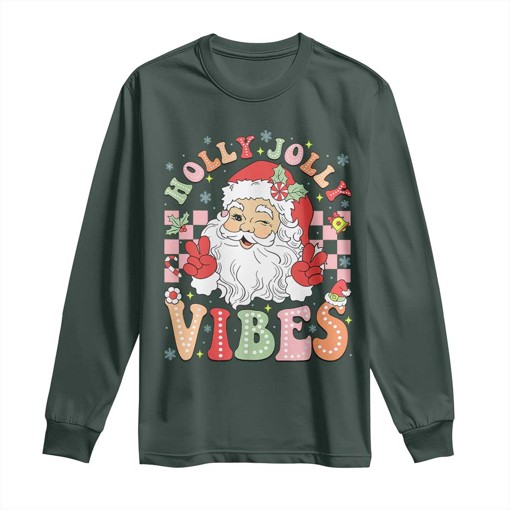 Retro Santa Christmas Long Sleeve Shirt Groovy Cute Santa Claus Christmas Vibes Xmas