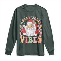 Retro Santa Christmas Long Sleeve Shirt Groovy Cute Santa Claus Christmas Vibes Xmas