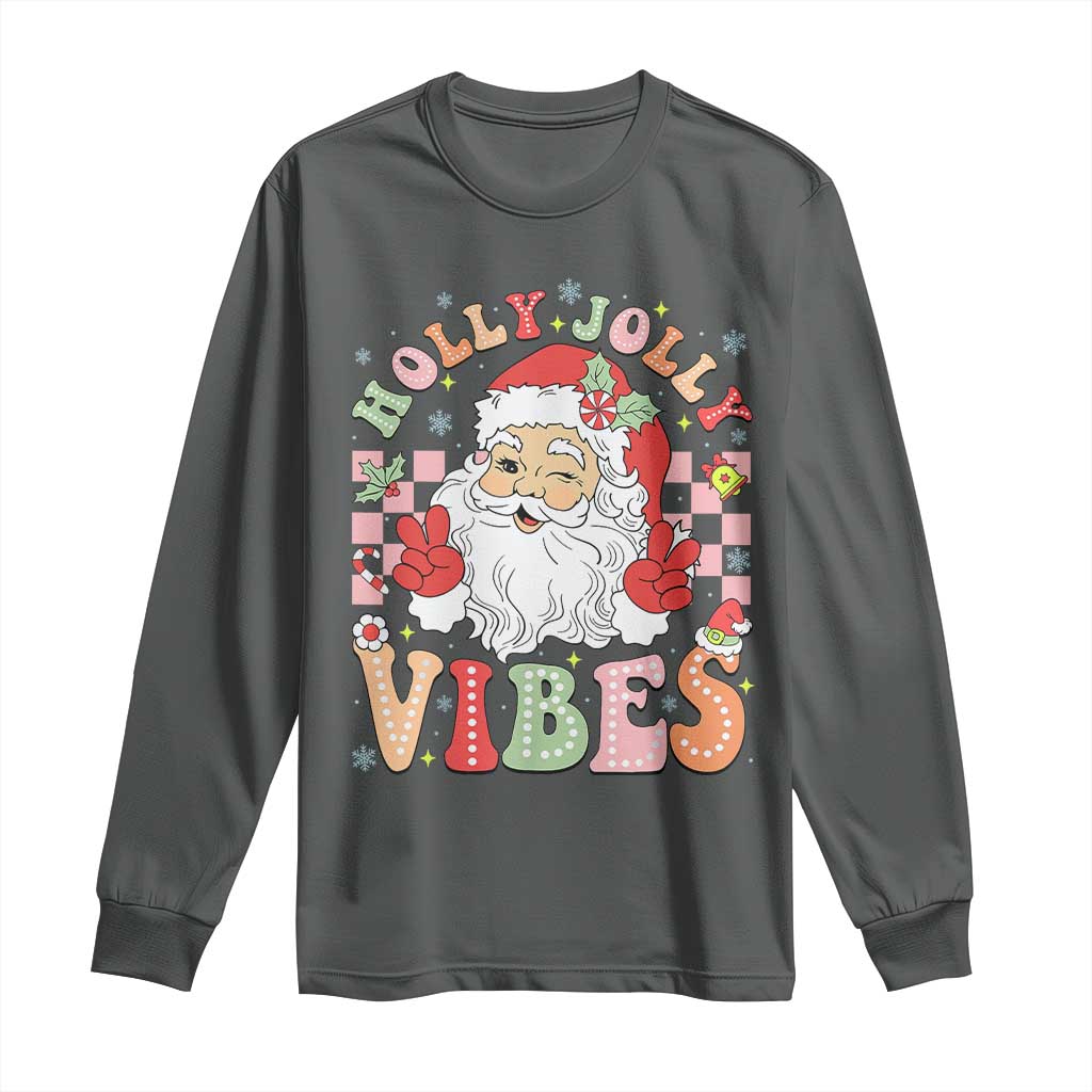 Retro Santa Christmas Long Sleeve Shirt Groovy Cute Santa Claus Christmas Vibes Xmas