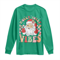 Retro Santa Christmas Long Sleeve Shirt Groovy Cute Santa Claus Christmas Vibes Xmas