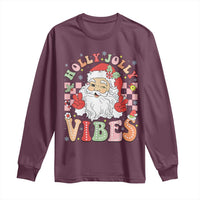 Retro Santa Christmas Long Sleeve Shirt Groovy Cute Santa Claus Christmas Vibes Xmas