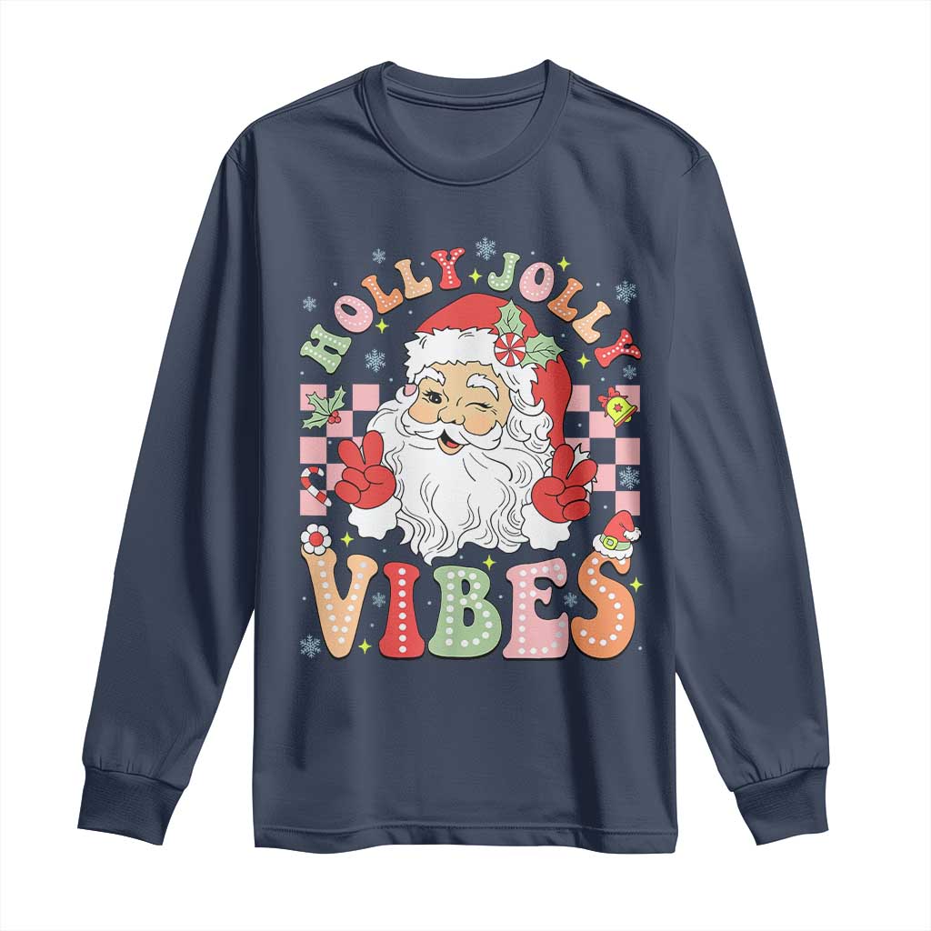 Retro Santa Christmas Long Sleeve Shirt Groovy Cute Santa Claus Christmas Vibes Xmas