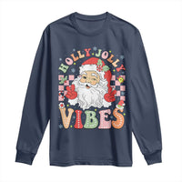 Retro Santa Christmas Long Sleeve Shirt Groovy Cute Santa Claus Christmas Vibes Xmas