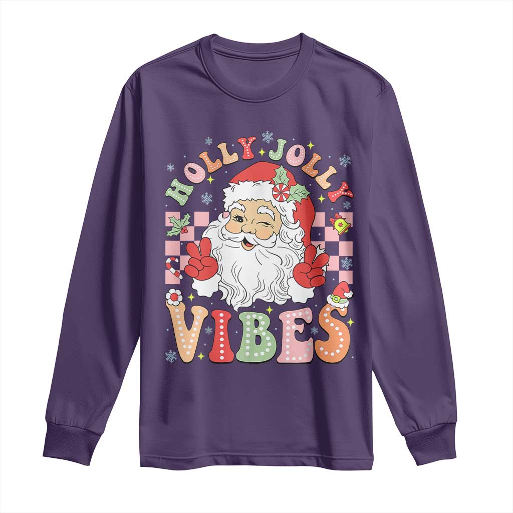 Retro Santa Christmas Long Sleeve Shirt Groovy Cute Santa Claus Christmas Vibes Xmas