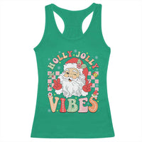 Retro Santa Christmas Racerback Tank Top Groovy Cute Santa Claus Christmas Vibes Xmas
