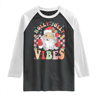 Retro Santa Christmas Raglan Shirt Groovy Cute Santa Claus Christmas Vibes Xmas