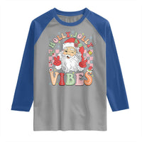 Retro Santa Christmas Raglan Shirt Groovy Cute Santa Claus Christmas Vibes Xmas