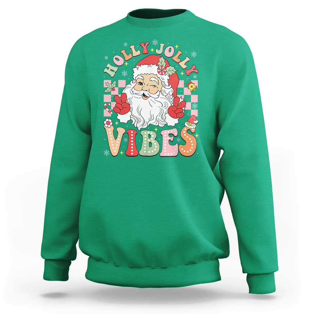 Retro Santa Christmas Sweatshirt Groovy Cute Santa Claus Christmas Vibes Xmas - Wonder Print Shop