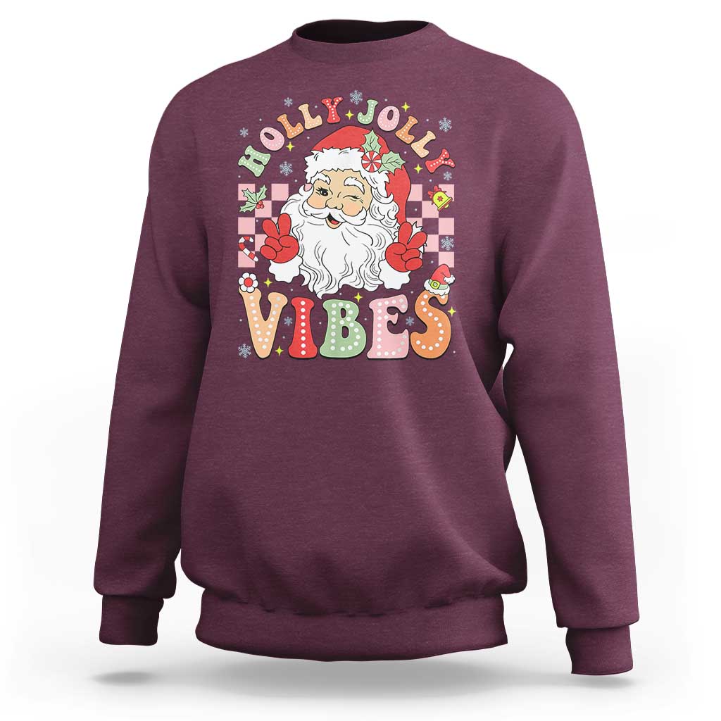 Retro Santa Christmas Sweatshirt Groovy Cute Santa Claus Christmas Vibes Xmas - Wonder Print Shop