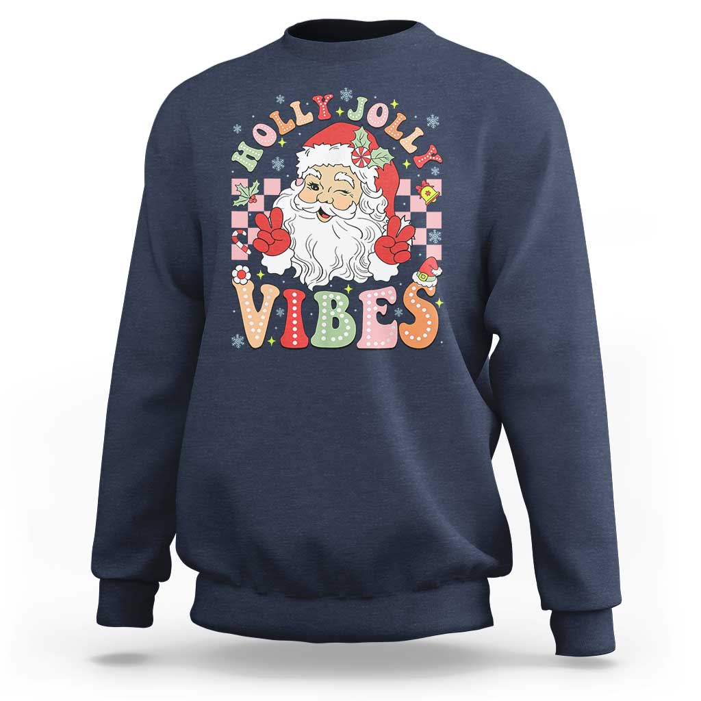 Retro Santa Christmas Sweatshirt Groovy Cute Santa Claus Christmas Vibes Xmas - Wonder Print Shop