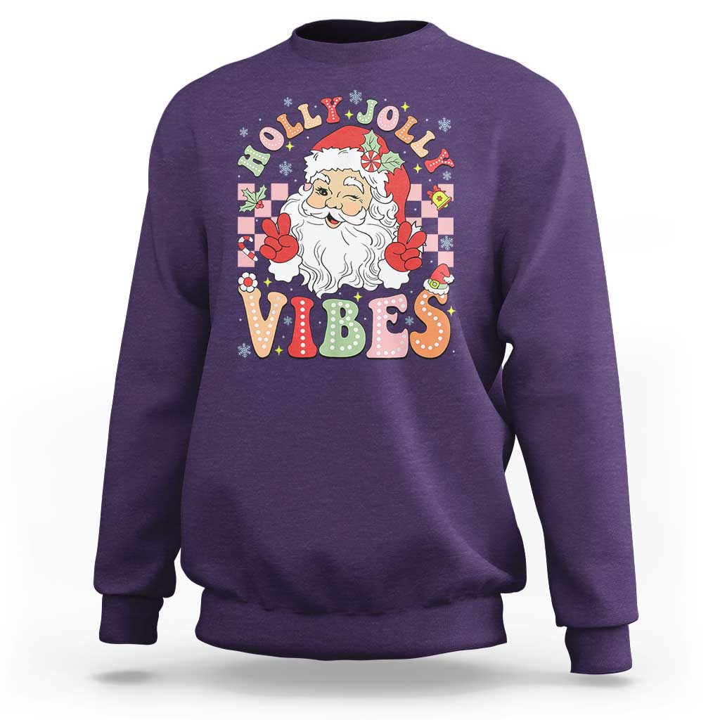Retro Santa Christmas Sweatshirt Groovy Cute Santa Claus Christmas Vibes Xmas - Wonder Print Shop