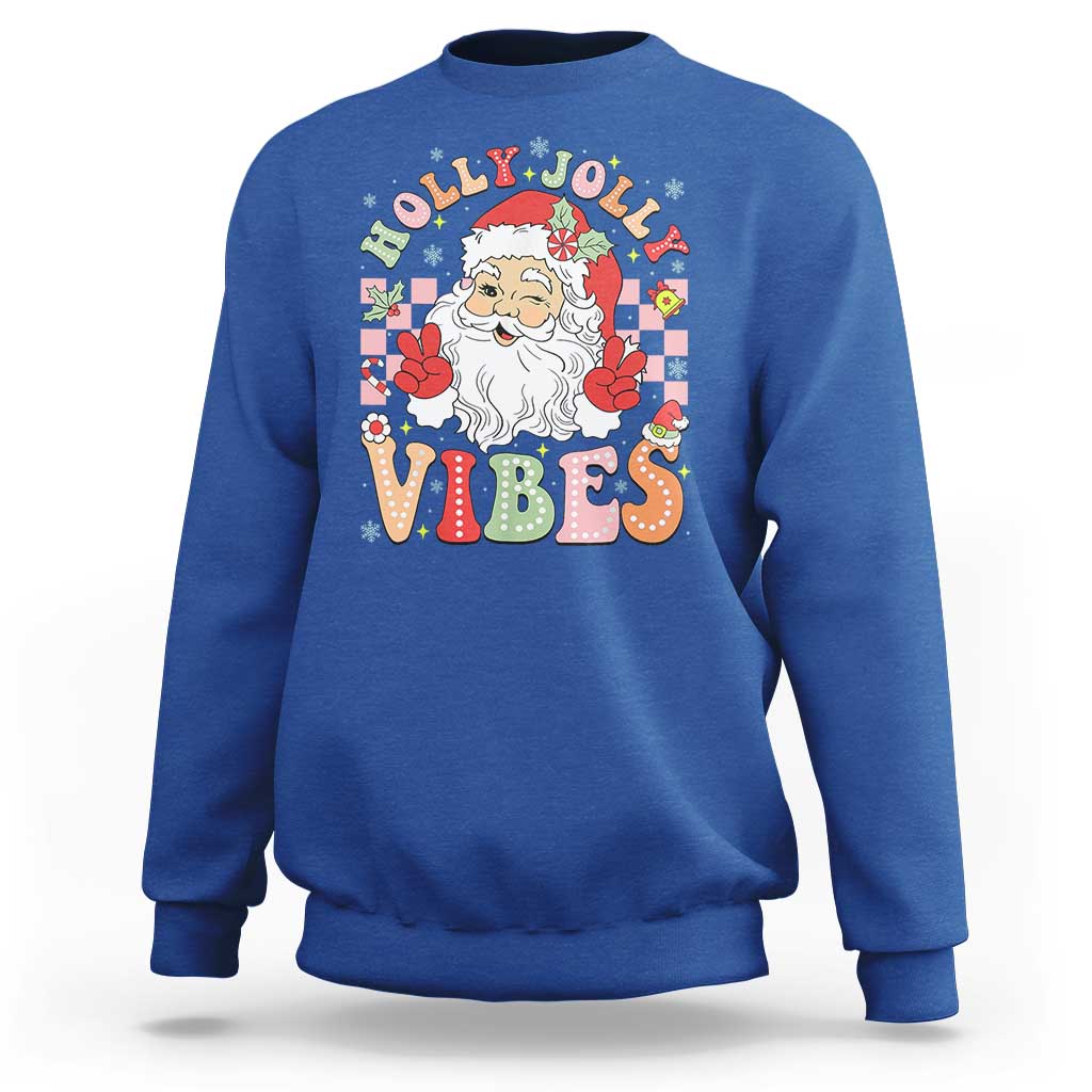 Retro Santa Christmas Sweatshirt Groovy Cute Santa Claus Christmas Vibes Xmas - Wonder Print Shop