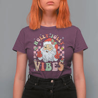 Retro Santa Christmas T Shirt For Women Groovy Cute Santa Claus Christmas Vibes Xmas - Wonder Print Shop